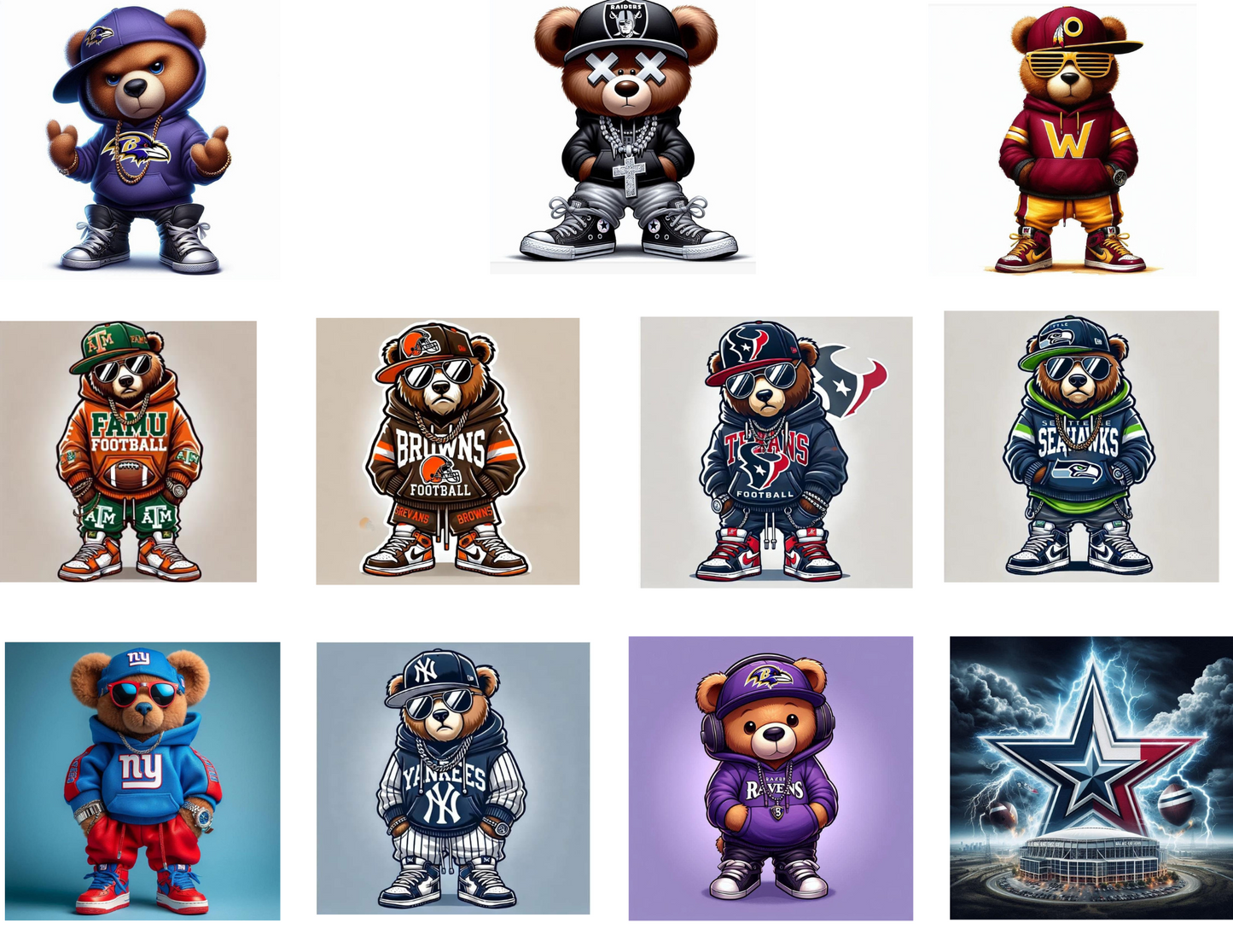 Football T-Shirts SM - XL (3-5 Colors/Glitter/Metallic/Holographic/Print/Sublimation)