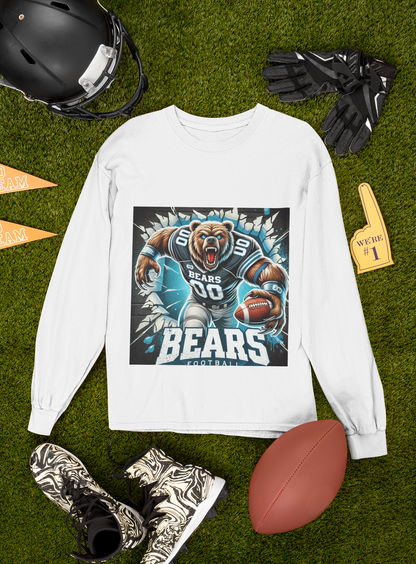 Football Long Sleeve T-Shirts 2X - 4X (3-5 Colors/Glitter/Metallic/Holographic/Print/Sublimation)